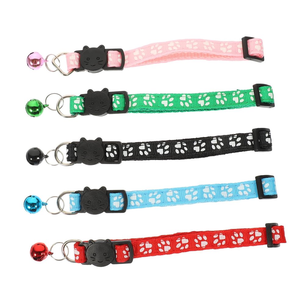 Kisangel Stylish Cat Collar Nylon 5-Pack with Cat Head Buckle