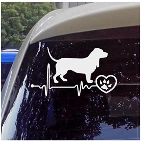 CRAFTIOS 15 cm Basset Hound Car Sticker, Vinyl, Black/Silver