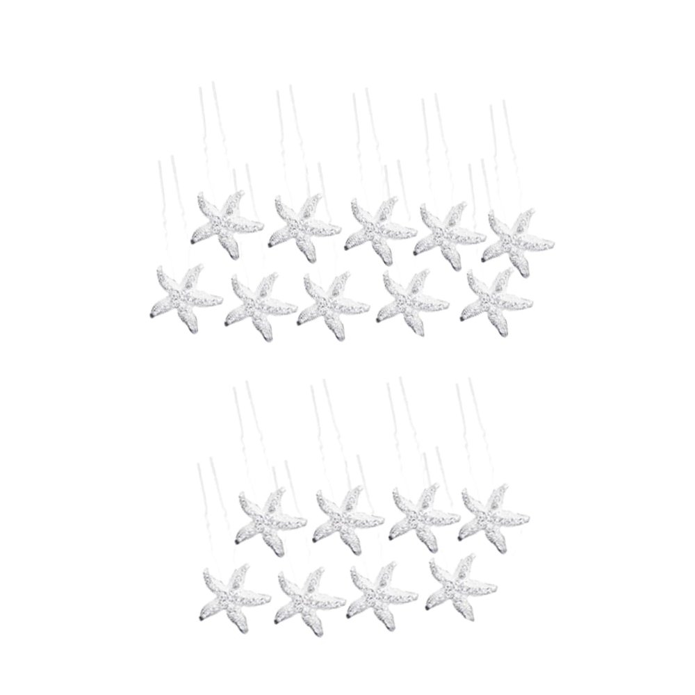 18-Pc. U-Shaped Alloy Rhinestone Starfish Hairpins