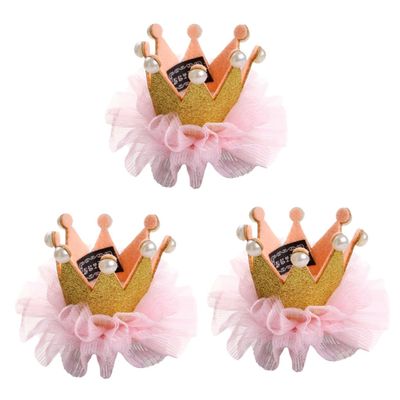 Kisangel 3-Piece Adjustable Golden Crown Birthday Hats for Cats and Dogs