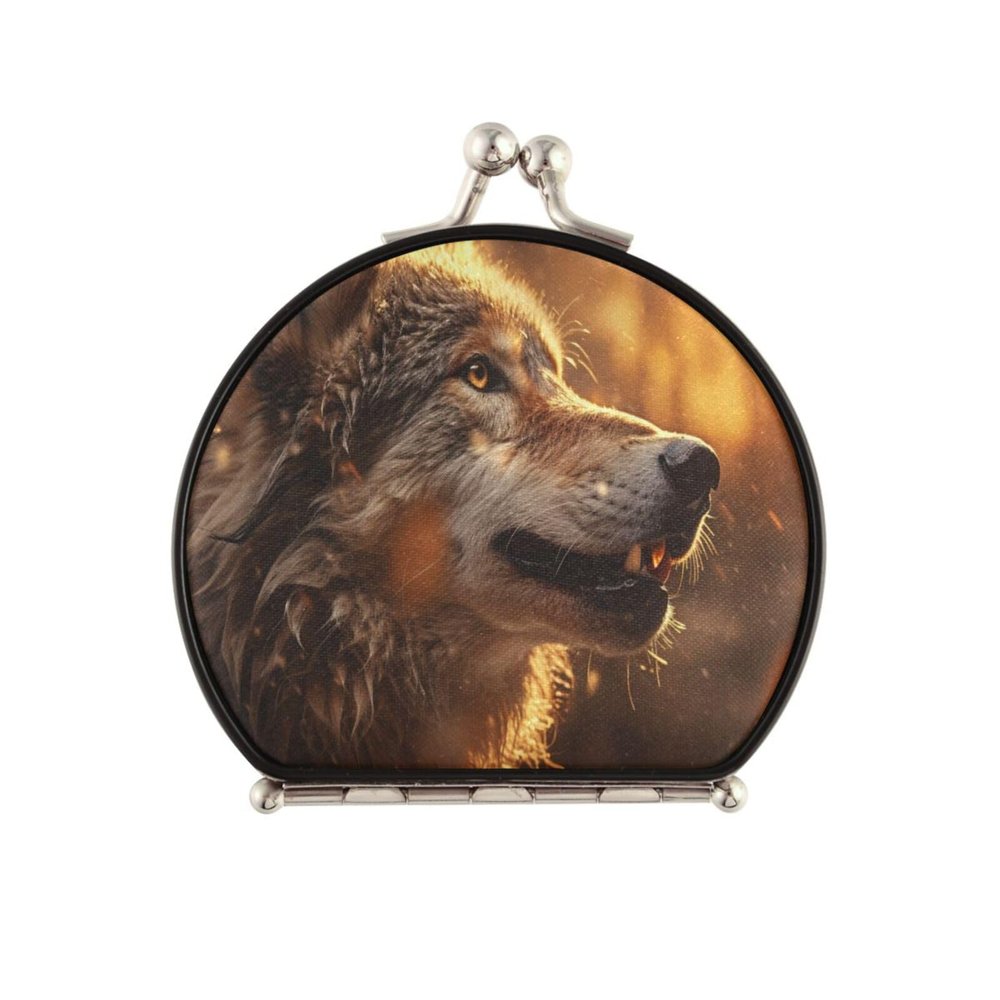 NYYYTTTEU Wolf Art Folding Compact Makeup Mirror for Handbags and Travel
