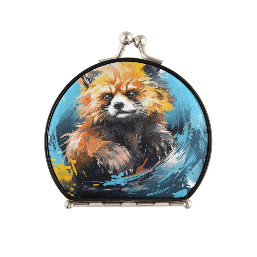 NYYYTTTEU Watercolor Red Panda Folding Makeup Mirror for Handbags and Travel
