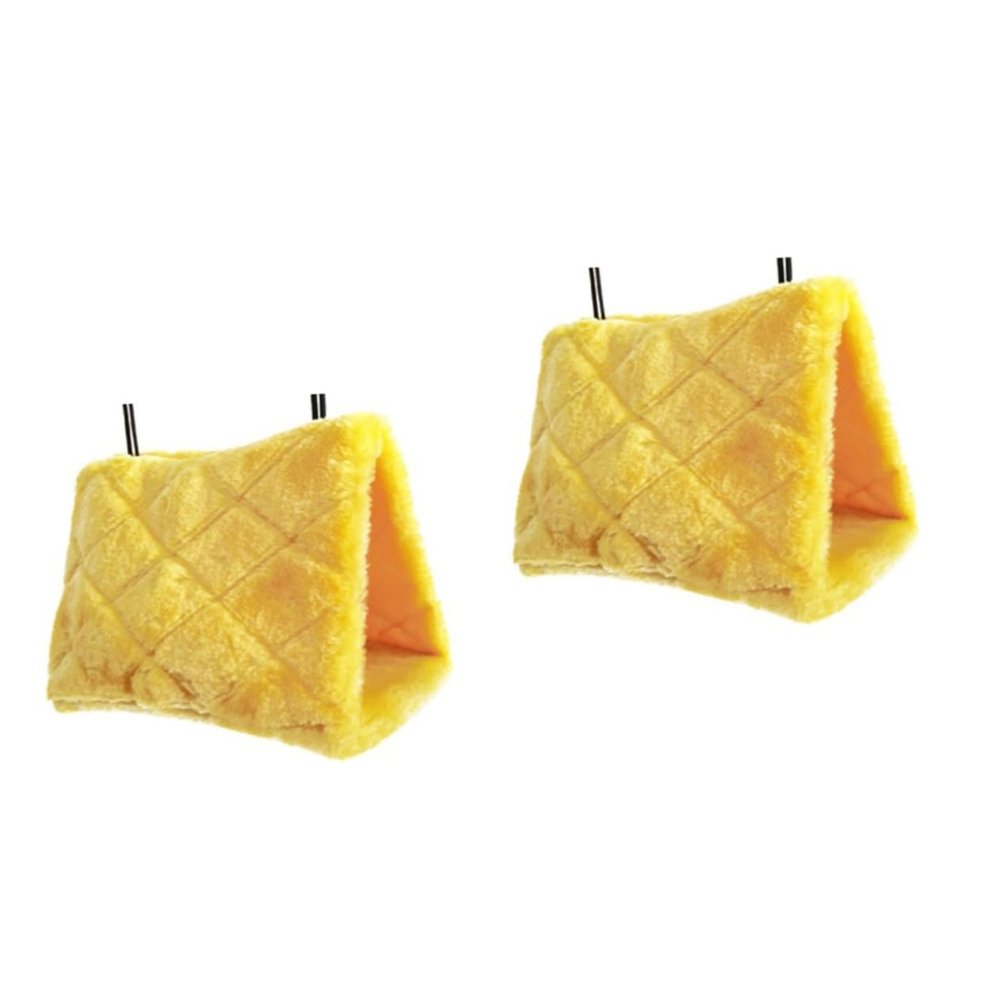 Yardwe 2-Piece Cozy Hanging Bird Hut and Hammock for Parrots and Budgerigars, Yellow