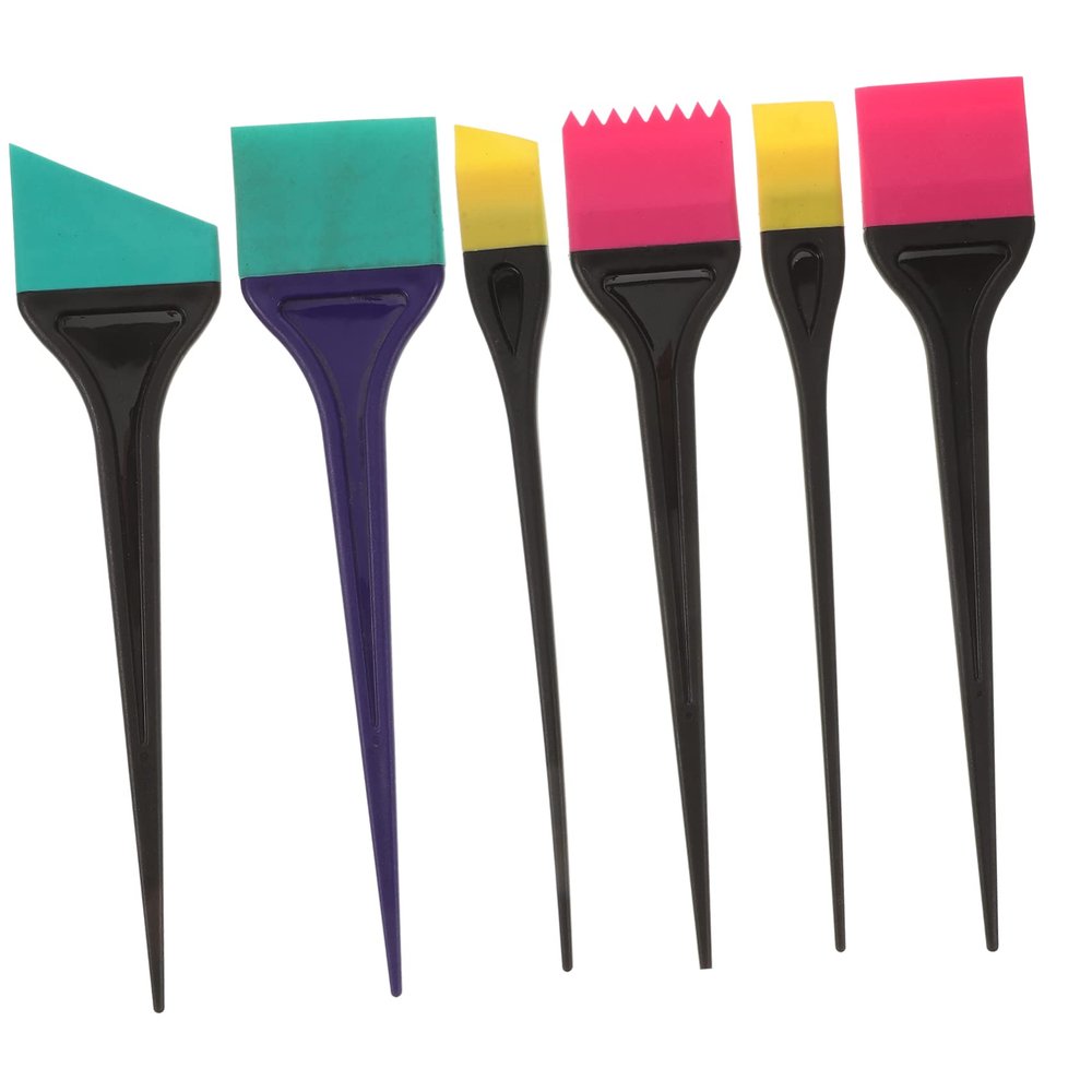 6-Piece Silicone Hair Dye Brush Set with ABS Handles