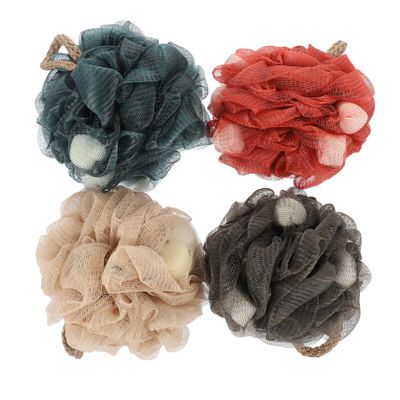 minkissy 4-Piece PE Bath and Shower Loofah Set, Rich Lather, Random Colors