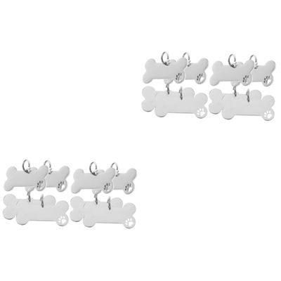 INOOMP 8-Pack Waterproof Engraved Dog Tags, Bone Design, Lightweight and Durable