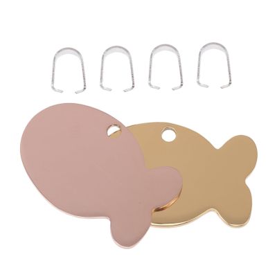 INOOMP 2-Piece Fish-Shaped Personalized ID Tags for Dogs and Cats, Stainless Steel, Gold and Rose Gold
