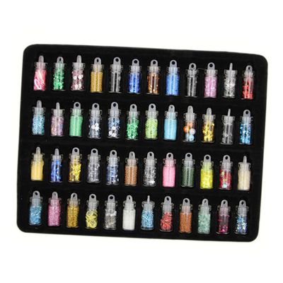 48-Piece Nail Decorations with Rhinestones and 48 Patterns
