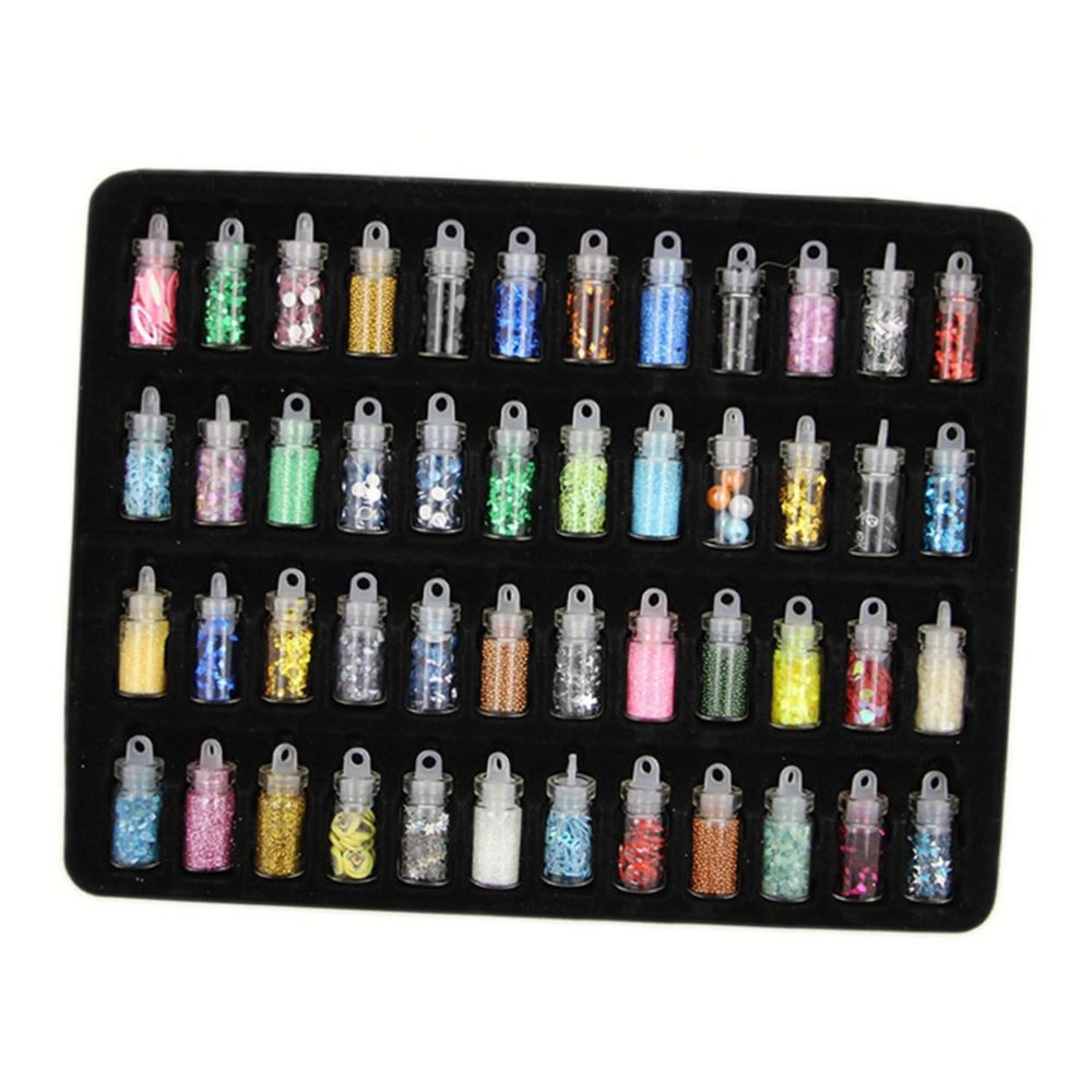 48-Piece Nail Decorations with Rhinestones and 48 Patterns