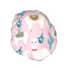 Soft Llama and Cactus Print Shower Cap for Women, Reusable and Eco-Friendly view 2