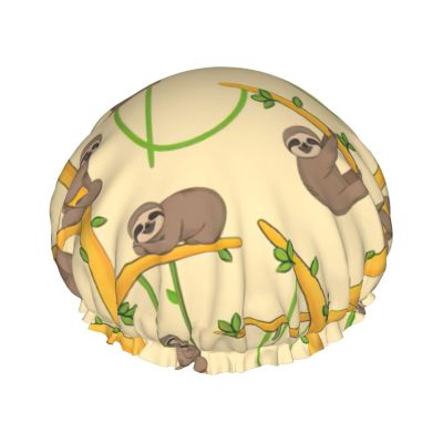 Cute Cartoon Sloth Print Soft Reusable Shower Cap