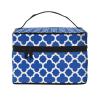 Cobalt Blue Quatrefoil Grid Makeup Bag and Travel Toiletry Bag view 1