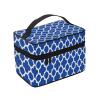 Cobalt Blue Quatrefoil Grid Makeup Bag and Travel Toiletry Bag view 2