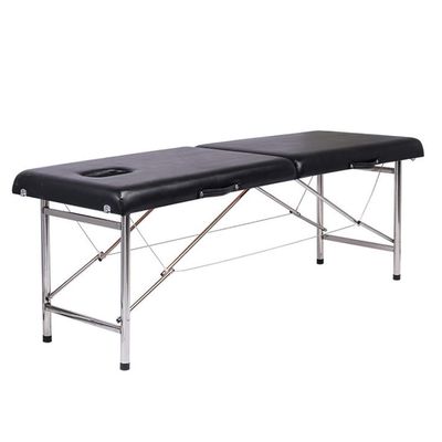 WQZStar Portable Folding Salon and Spa Massage Table, 2 Sections, Black