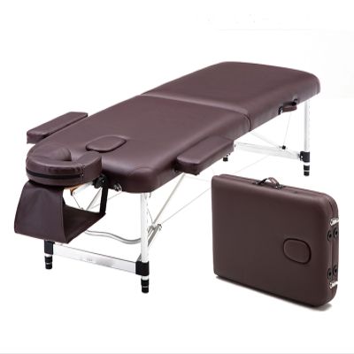 Professional Massage Table, Portable Tattoo Table, Adjustable Eyelash Bed, Aluminum, 2-Fold Folding Spa Bed with Carrying Bag (Red 185 x 70 cm; Pink 185 x 60 cm; Brown 185 x 60 cm)