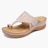 Women's Embroidered Wedge Sandals, Comfortable Casual Summer Slip-Ons for Beach, Travel and Outdoors, Clogs, Green, 37 (Brown, EU 36) (Pink, EU 42) view 1