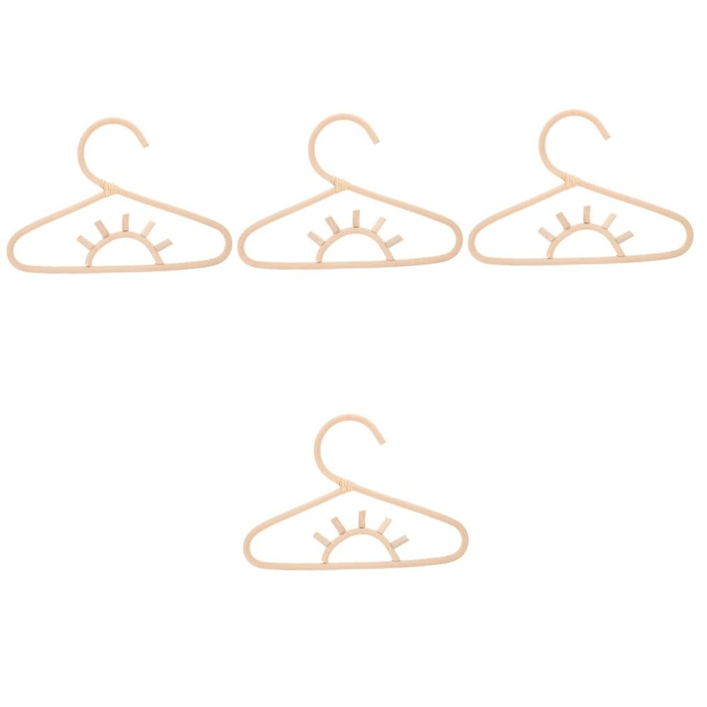 IMIKEYA 4-Piece Rattan Children's Hangers, Natural Nursery Decor, Space-Saving and Non-Slip