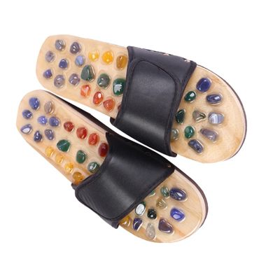 KOMBIUDA Black Reflexology Massage Slippers with Acupressure Points