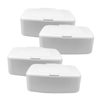 Refillable Tissue Box, Simple Design, 4-Pack, White PP