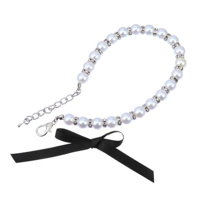 Supvox Adjustable Pearl Necklace for Dogs and Cats