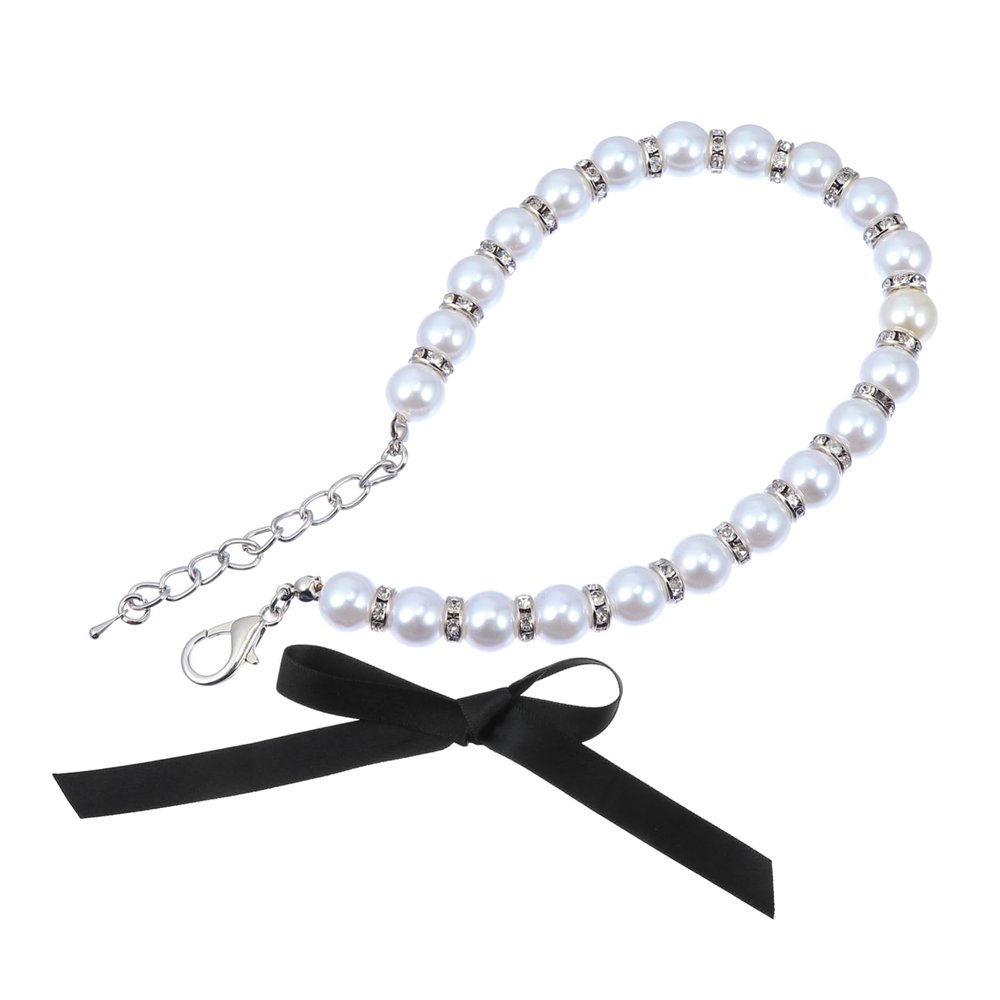 Supvox Adjustable Pearl Necklace for Dogs and Cats