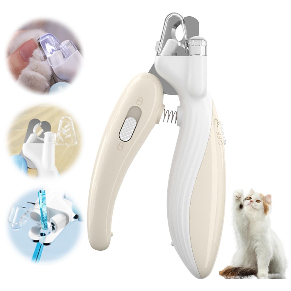 Hekasvm Dog Nail Clippers with LED Light, One-Click Lock and Splash-Resistant Guard