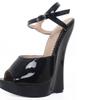 PROMI High Heels 18 cm Peep-Toe Wedge Sandals - Black | 43 view 1