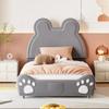 Lexiou Upholstered Children's Bed, Bear-Shaped, 90 x 200 cm, Gray view 1