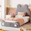 Lexiou Upholstered Children's Bed, Bear-Shaped, 90 x 200 cm, Gray view 2