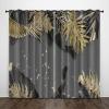 Exquisite Blackout Curtains with Black Botanical Leaves, 3D, 200 x 213 cm view 1