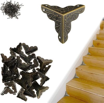 Hikaka Vintage Stair Corner Guards for Wooden Steps, 100-Pack, 25 mm, Bronze