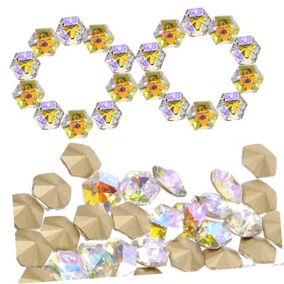 Healeved 50-Piece Hexagonal Rhinestones for Nails, 3D Nail Art Decorations