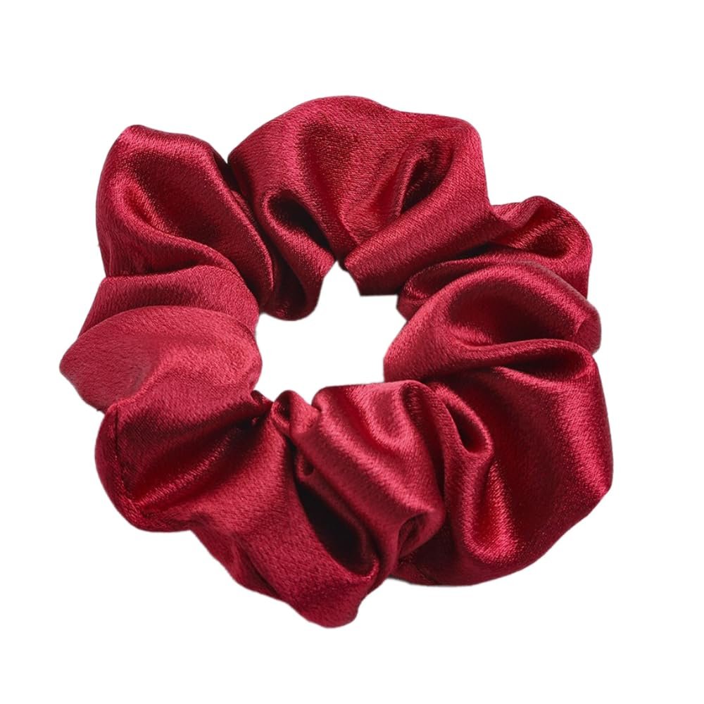 3-Pack Women's Satin Hair Scrunchies, Burgundy
