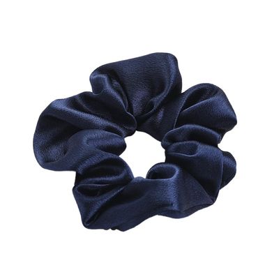 3-Piece Women's Satin Scrunchie Hair Ties, Navy Blue