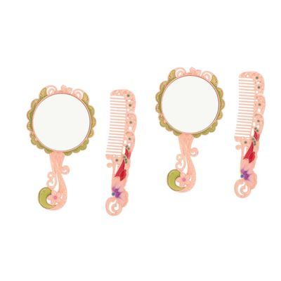 FOMIYES 2 Sets Vintage Metal Handheld Makeup Mirror with Handle and Comb