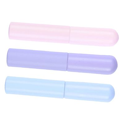 3-Piece Round Silicone Lip Brushes with Caps for Precise Application
