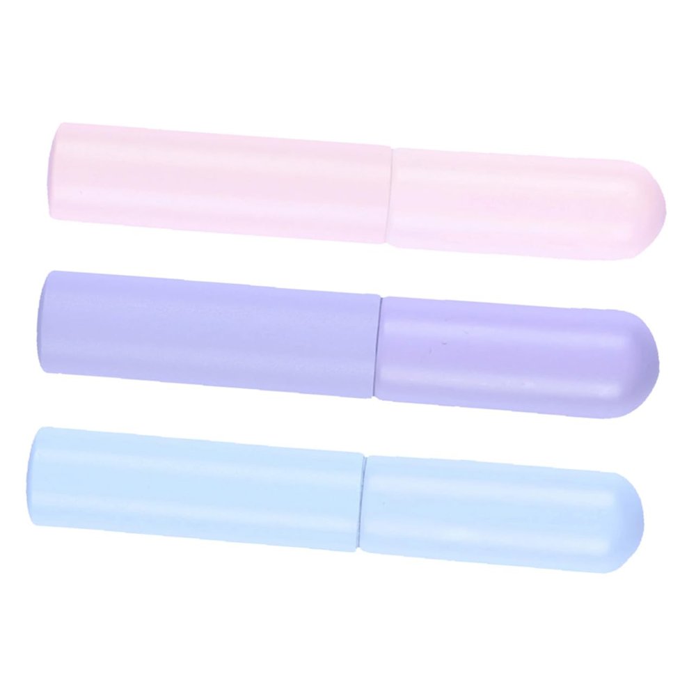 3-Piece Round Silicone Lip Brushes with Caps for Precise Application