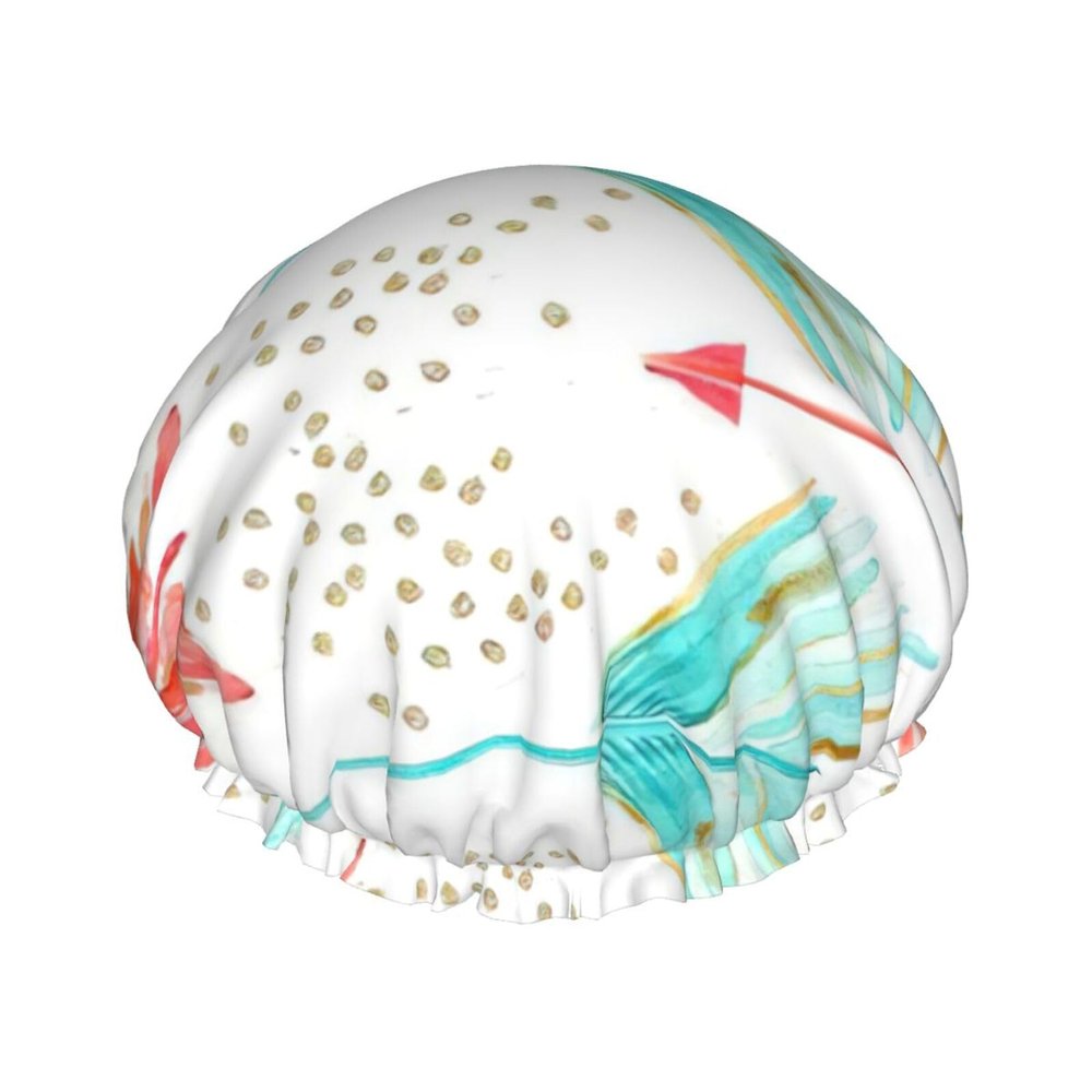 Coral and Teal Arrows Print Shower Cap