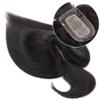 Women's Straight Human Hair Topper with Bangs, Clip-In Hairpiece, 7 x 12.5 cm, Silk Base view 2