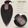 Women's Straight Human Hair Topper with Bangs, Clip-In Hairpiece, 7 x 12.5 cm, Silk Base view 3
