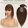 Women's Straight Human Hair Topper with Bangs, Clip-In Hairpiece, 7 x 12.5 cm, Silk Base view 4