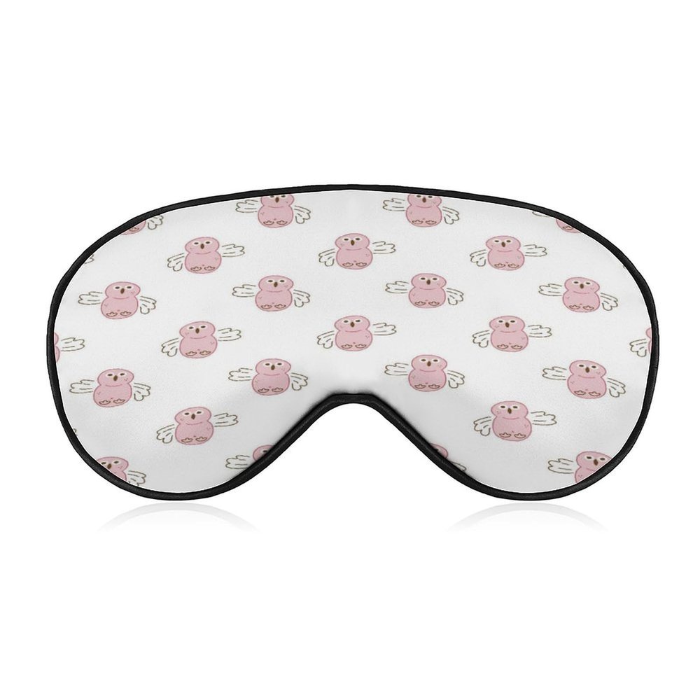 Sleep Mask with Pink Owl for Light Blocking, Eye Mask for Women and Men, Side Sleepers, Swelling, Dry Eyes and Headaches, Adjustable Strap