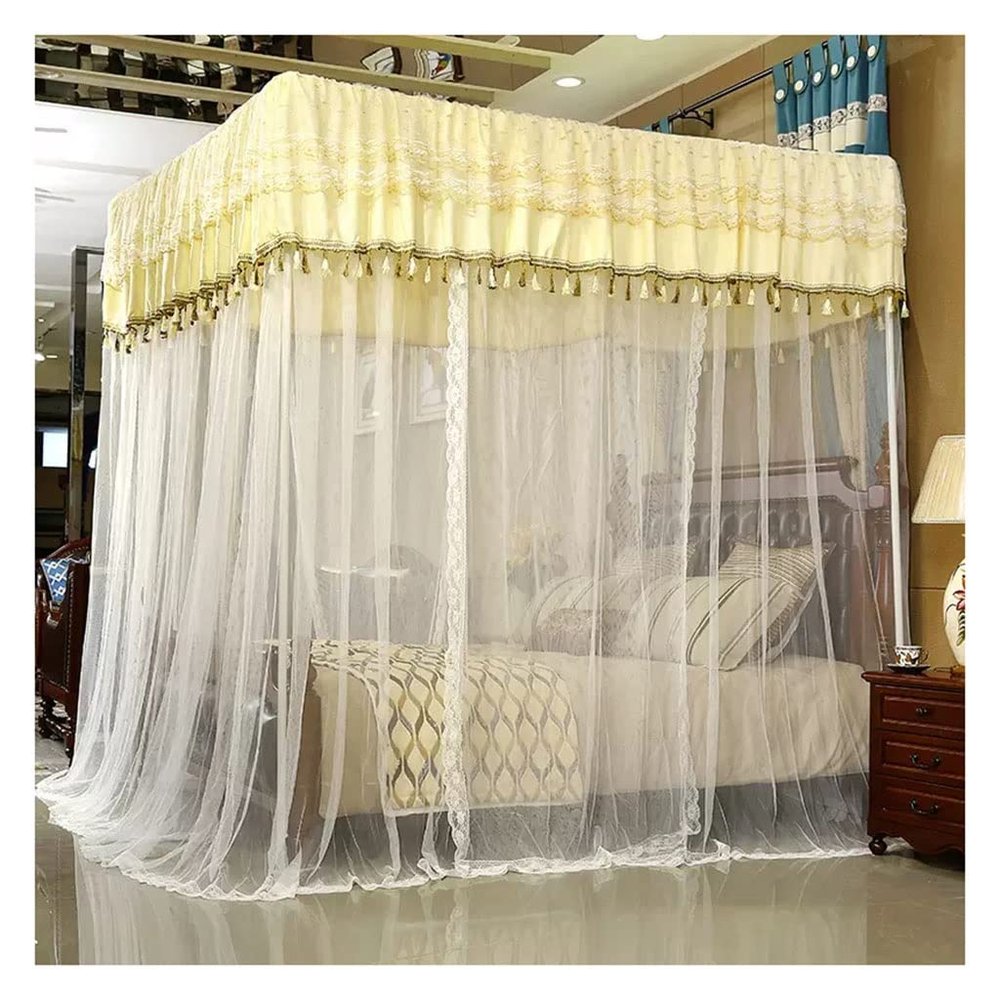 FZZIBQYR Luxury Summer Bed Canopy with Stainless Steel Holder, Thickened Dense Curtains, Wind- and Dust-Resistant (Color: A3, Size: 150 x 200 x 200 cm)