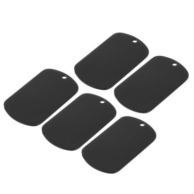 QUARKZMAN 1.97 x 1.1 in. Black Blank Metal Dog Tags for Engraving, 5-Pack
