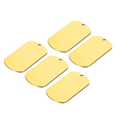 QUARKZMAN Metallic Blank Stamping Plates, 1.77"x1.02" Gold Blank Dog Tags for DIY Pet ID Tags, Keychain Decoration, Craft Tags, Pack of 5
