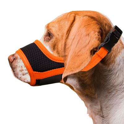 Seyezo Soft Breathable Dog Muzzle, Air-Mesh Nylon, Adjustable, Orange, XXL