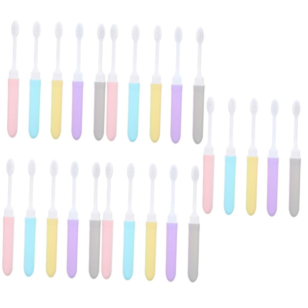 FRCOLOR 25-Piece Folding Travel Toothbrush Set with Soft Bristles for Adults, Lightweight, Portable, Hygienic and Practical for Camping and Travel