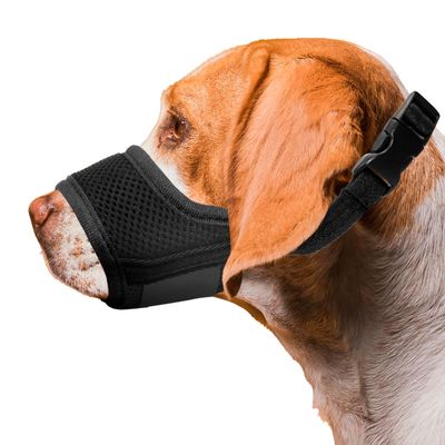 Seyezo Soft Breathable Dog Muzzle, Air-Mesh Nylon, Adjustable, Black, XXL