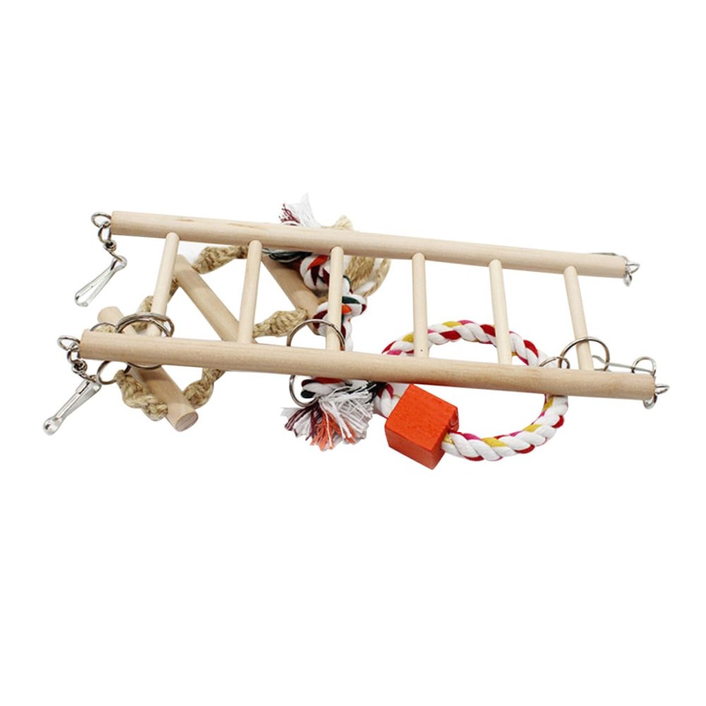 Yardwe Wooden Bird Toy Hanging Ladder with Swing Function