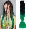 Dcbaboo Ombre Braiding Hair Extensions, Kanekalon Synthetic Hair, 24 in, 100 g, Black-Dark Green-Green view 1